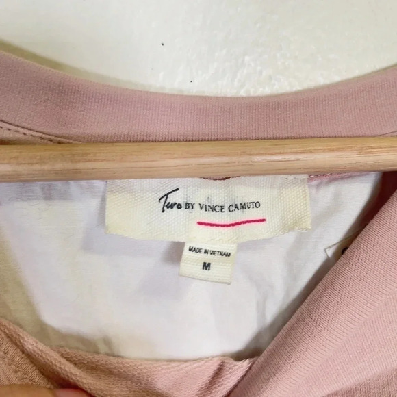TWO BY VINCE CAMUTO | LAYERED DUSTY  ROSE PINK LONG SLEEVE TOP - Picture 7 of 13